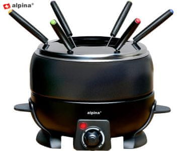 Alpina set za fondue, 2,3 L, 6 vilica, nehrđajući čelik, 800 W, crna