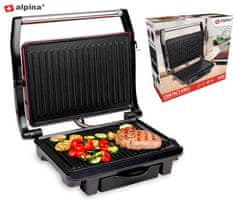 Alpina električni kontaktni roštilj, LED indikator, 30,5x26x10cm, 1000W, crno-crveni