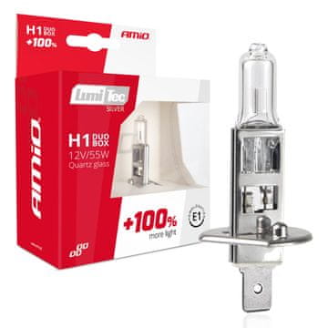 slomart Auto halogen žarulje AMiO H1 LumiTec Silver +100% (E1) duo