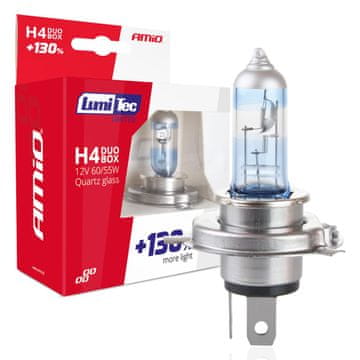 slomart Auto halogen žarulje AMiO H4 LumiTec Limited +130% (E1) duo