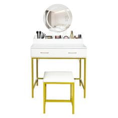 Aga Toaletni stolić s ogledalom i osvjetljenjem + tabure Bijeli