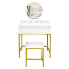 Aga Toaletni stolić s ogledalom i osvjetljenjem + tabure Bijeli