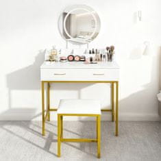 Aga Toaletni stolić s ogledalom i osvjetljenjem + tabure Bijeli