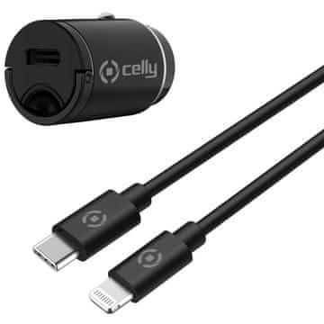 CELLY Auto punjač Mini USB-C PD 20W + USB-C na Lightning kabel