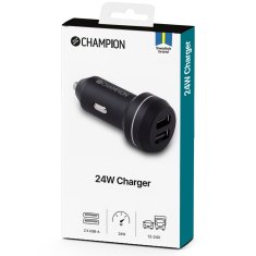 Champion Auto punjač 24W 2-port crni