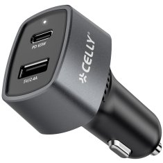 CELLY Auto punjač 1xUSB-C PD 1xUSB-A 65W