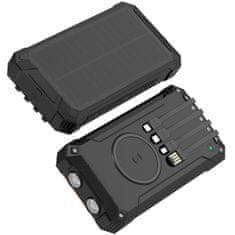 Denver PowerBank 20.000 mAh solarna ćelija 4 kabela + bežično punjenje crna