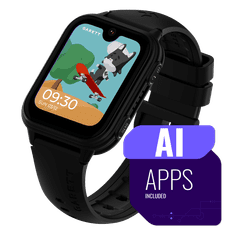 Garett Kids Vibe AI 4G Črna, pametni dječji sat (GPS, video pozivi, AMOLED)