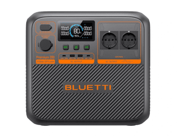 BLUETTI PREMIUM 200 V2 prijenosna stanica za punjenje, 2600 W, 2074 Wh baterija, AI BMS sustav, crna
