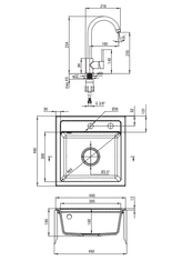 Deante Zorba ZQZA2103 set sudopera i kuhinjske slavine, grafit