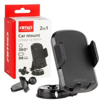 AMIO Držač za telefon u automobilu za armaturnu ploču i ventilacijski otvor 2u1 360° amio-04138