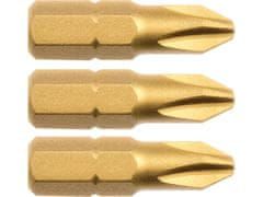 KITO Križni vrh 4741271 set križnih bitova od 3 komada, PH 1x25mm, S2-Titanska završna obrada, FORTUM- , set križnih bitova od 3 komada, PH 1x25mm, S2-Titanska završna obrada, FORTUM- , S2