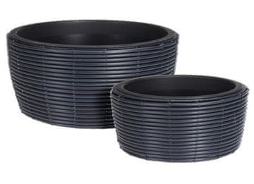 ProGarden Lonac za cvijeće KO-VN8000100 Ratan cvjetna posuda s umetkom, set od 2 komada, antracit