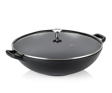 Kela Wok tava s poklopcem KL-12475 lijevano željezo CALIDO 36 cm crna