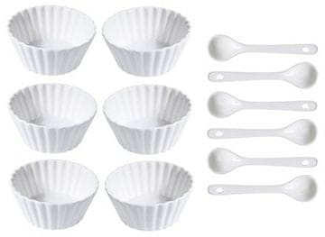 EXCELLENT Set porculanskih zdjela KO-798000050vluz Set porculanskih zdjela sa žlicom 12 kom. valovita linija uska