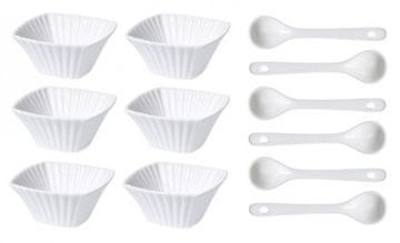EXCELLENT Set porculanskih zdjela KO-798000050ctve Set porculanskih zdjela sa žlicom 12 kom kvadratnih