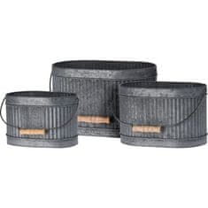 HOMESTYLING Lonac za cvijeće KO-FZ3000930 ukrasni set od 3 komada VRTNO CVIJEĆE ovalno