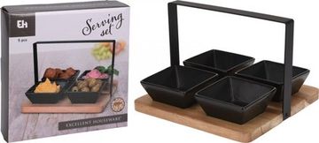 EXCELLENT Zdjele za posluživanje KO-278000520 Poslužne zdjele s pladnjevima, set od 5 komada, akacija / crna