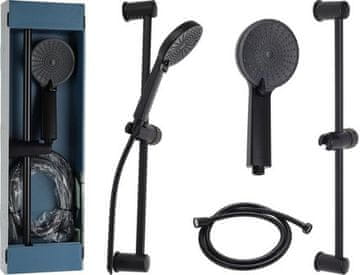 EXCELLENT Tuš glava i crijevo KO-CF6000130 Tuš glava i crijevo s držačem 3 funkcije mat crna