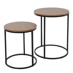 HOMESTYLING Stolovi za posluživanje KO-NB1510050 Okrugli stolovi za posluživanje set od 2 svijetlog bora