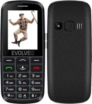 Evolveo Mobilni telefon EasyPhone EG za starije osobe - crni