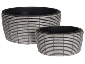 ProGarden Lonac za cvijeće KO-VN8000140 pletena pletenica s umetkom, set od 2 komada, siva