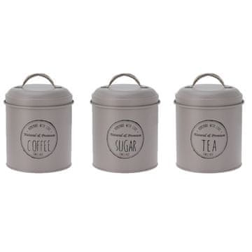 EXCELLENT Posuda za hranu KO-C80653730seda Posuda za hranu za kavu, čaj i šećer, set od 3 komada, siva