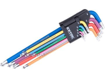 Fortum L-ključevi 8819416 L-ključevi TORX produženi u boji, set od 9 dijelova, s kuglicom, T10-50, S2