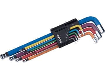 Fortum L-ključevi 8819316 L-ključevi IMBUS produženi u boji, set od 9 komada, s kuglicom, 1,5-10 mm, S2