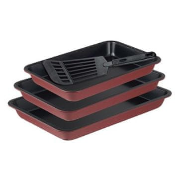 Bergner Posuda za pečenje s neprianjajućom površinom BG-37248-RD i mjerica MAROON set od 3 komada