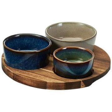 EXCELLENT Zdjele za posluživanje KO-278001190 na akacijinom pladnju, set od 4 komada