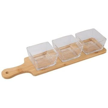 EXCELLENT Zdjele za posluživanje KO-210001320 na bambusovom pladnju, set od 4 komada