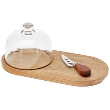 EXCELLENT Set za posluživanje KO-278001200 na akacijinom pladnju, set od 3 komada.