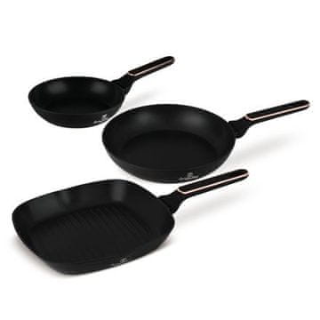 Berlingerhaus Set tava s titanskim premazom BH-8361 3 kom. kolekcija crnih ruža