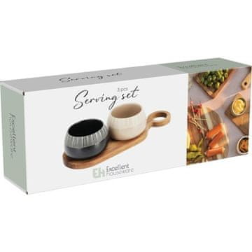 EXCELLENT Set zdjela KO-210001250 za posluživanje grickalica s daskom za rezanje 2 kom.