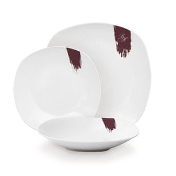 Berlingerhaus Set tanjura za večeru BH-10203 18 kom Leonardo kolekcija bijelo-bordo