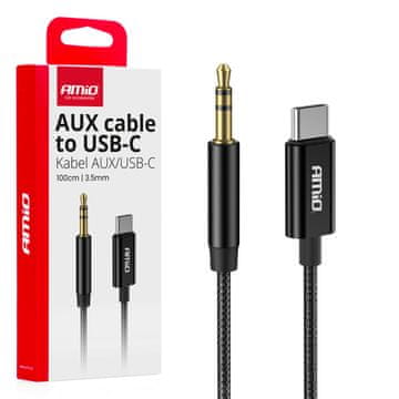 AMIO Kabel audio USB-C na aux mini jack 3.5mm 1m amio-04294