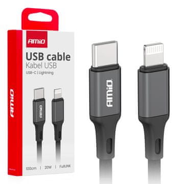 AMIO Kabel za punjenje USB-C - Lightning iPhone PD 20W 100cm Fulllink AMIO-03904