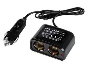 Blow 96-862# Razdjelnik za automobilski upaljač 1x utikač/2x utičnica+kabel cs-21