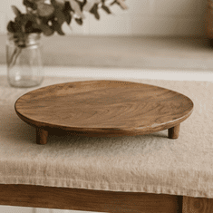 EXCELLENT Poslužavnik KO-A54040110 Okruglo drveno s tri noge 37 cm