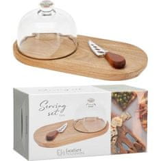 EXCELLENT Set za posluživanje KO-278001200 na akacijinom pladnju, set od 3 komada.