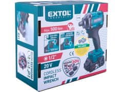 Extol Industrial Udarni ključ 8791814 1/2" baterija SHARE20V, 500Nm, BEZ ČETKICA, 2Ah