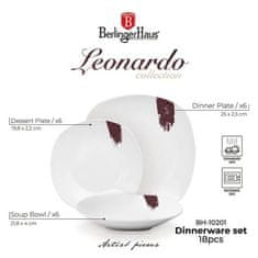 Berlingerhaus Set tanjura za večeru BH-10203 18 kom Leonardo kolekcija bijelo-bordo