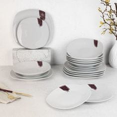 Berlingerhaus Set tanjura za večeru BH-10203 18 kom Leonardo kolekcija bijelo-bordo