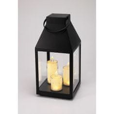 HOMESTYLING Fenjer KO-ANX001760 crna s 3 LED svijeće 35 cm