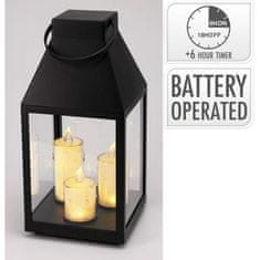 HOMESTYLING Fenjer KO-ANX001760 crna s 3 LED svijeće 35 cm