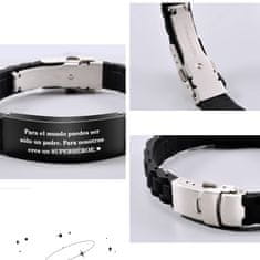 Nikcorp Muška narukvica od kože i čelika s gravurom Te quiero el mejor PAPÁ, crna, podesiva, elegantan i unikatan poklon za tatu