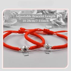 Nikcorp Narukvice za parove Volim te na 100 jezika, crvene, set 2 komada, podesiva veličina 18-28 cm, nehrđajući čelik i najlon