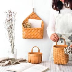 Nikcorp Pletena zidna košara za češnjak i povrće, viseći organizator u boho stilu od pruća, spremnik za kuhinju i pohranu, bež model