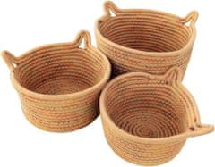 Nikcorp Ukrasne košare u obliku mačjih ušiju, set 3 komada, pamučno uže, košarice za odlaganje i organizaciju dječje sobe, bež-sive